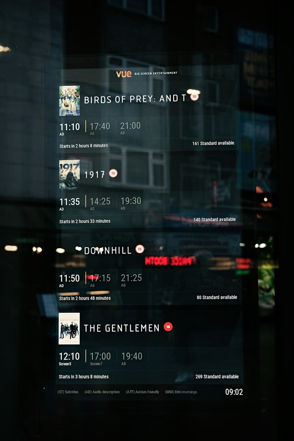 Bildschirm mit Programmübersicht und Sendezeiten